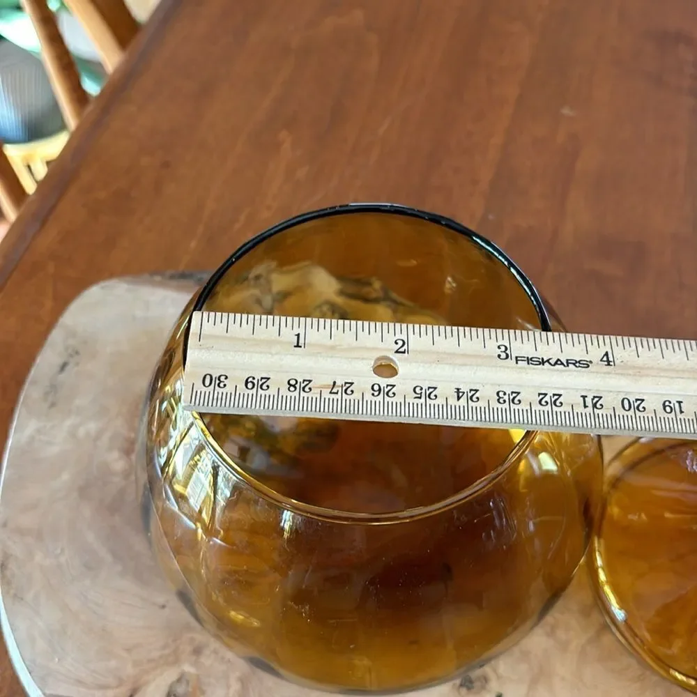 Vintage Empoli Amber Ribbed Apothecary Jar